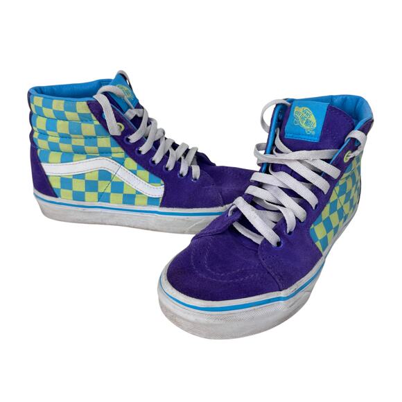 Vans Old Skool Checkers‎ Hi-Top Sneakers Shoes Womens US 6.5 Purple White 500714 - Picture 11 of 14